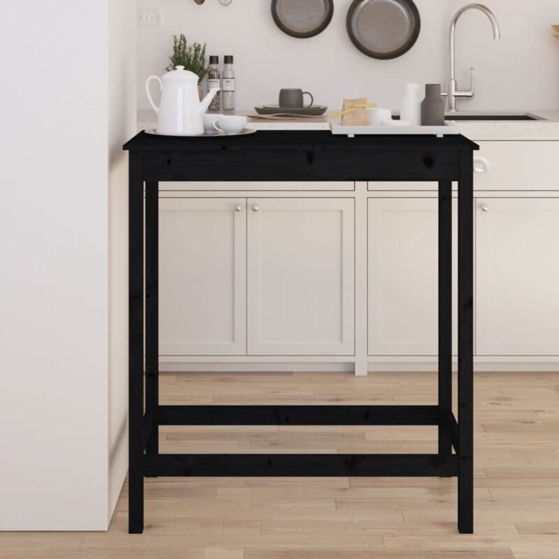 foto del prodotto tavolo da bar nero 100x50x110 cm in legno massello di pino vidaxl