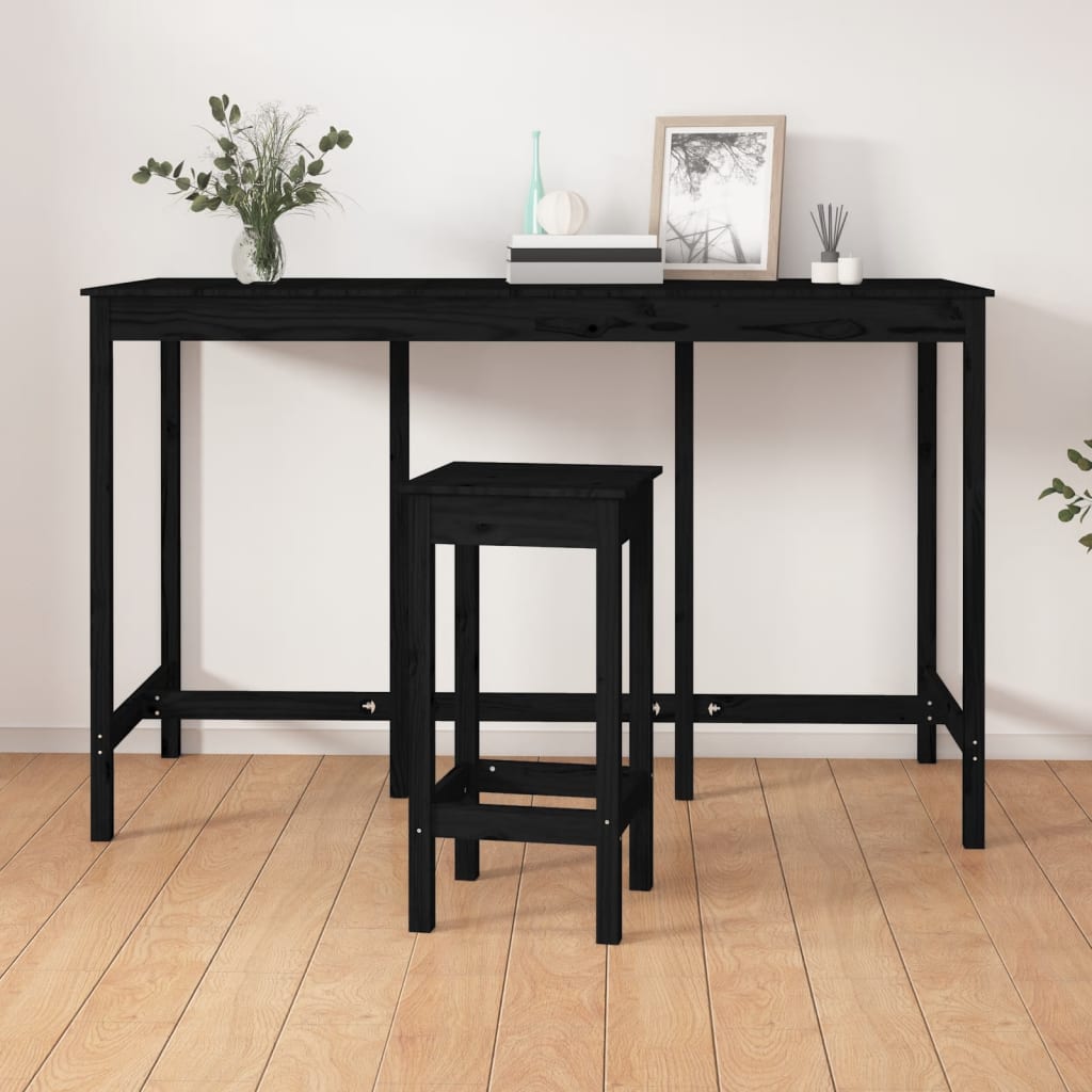 foto del prodotto tavolo da bar nero 180x80x110 cm in legno massello di pino cod mxl 20349