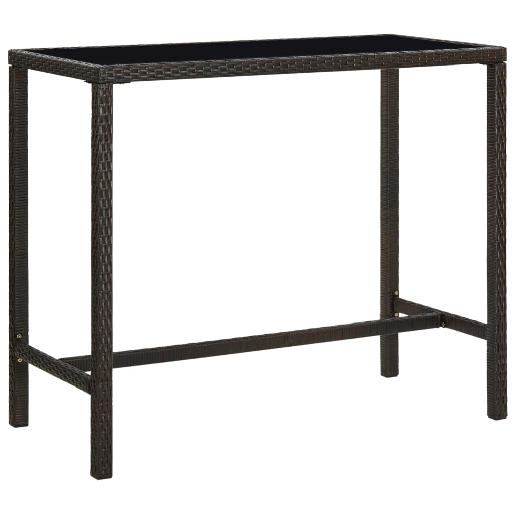foto del prodotto tavolo da bar per esterni marrone 130x60x110cm polyrattan vetro cod mxl 34325