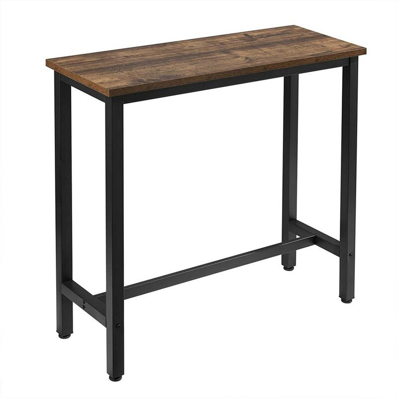 foto del prodotto tavolo da bar rettangolare alto tavolino bancone per cucina metallo legno legno vintage nero woltu