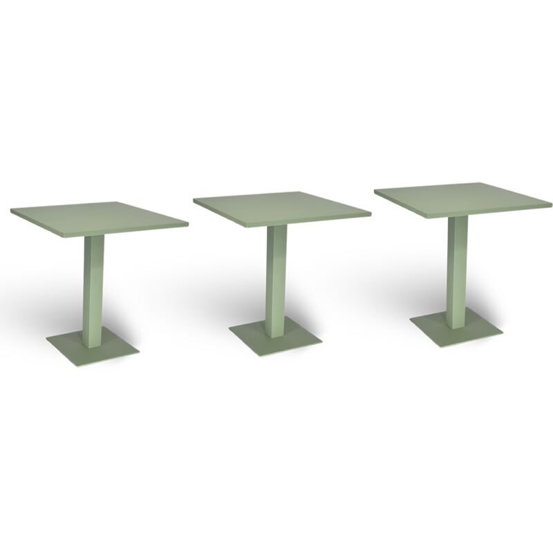 foto del prodotto tavolo da bar verde opaco cm 70 x cm 70 con piano in alluminio verniciato x 3