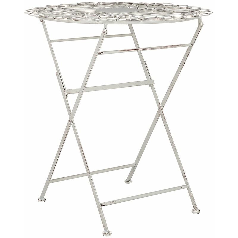 foto del prodotto tavolo da bistrot per esterni in metallo bianco con effetto distressed stiffe