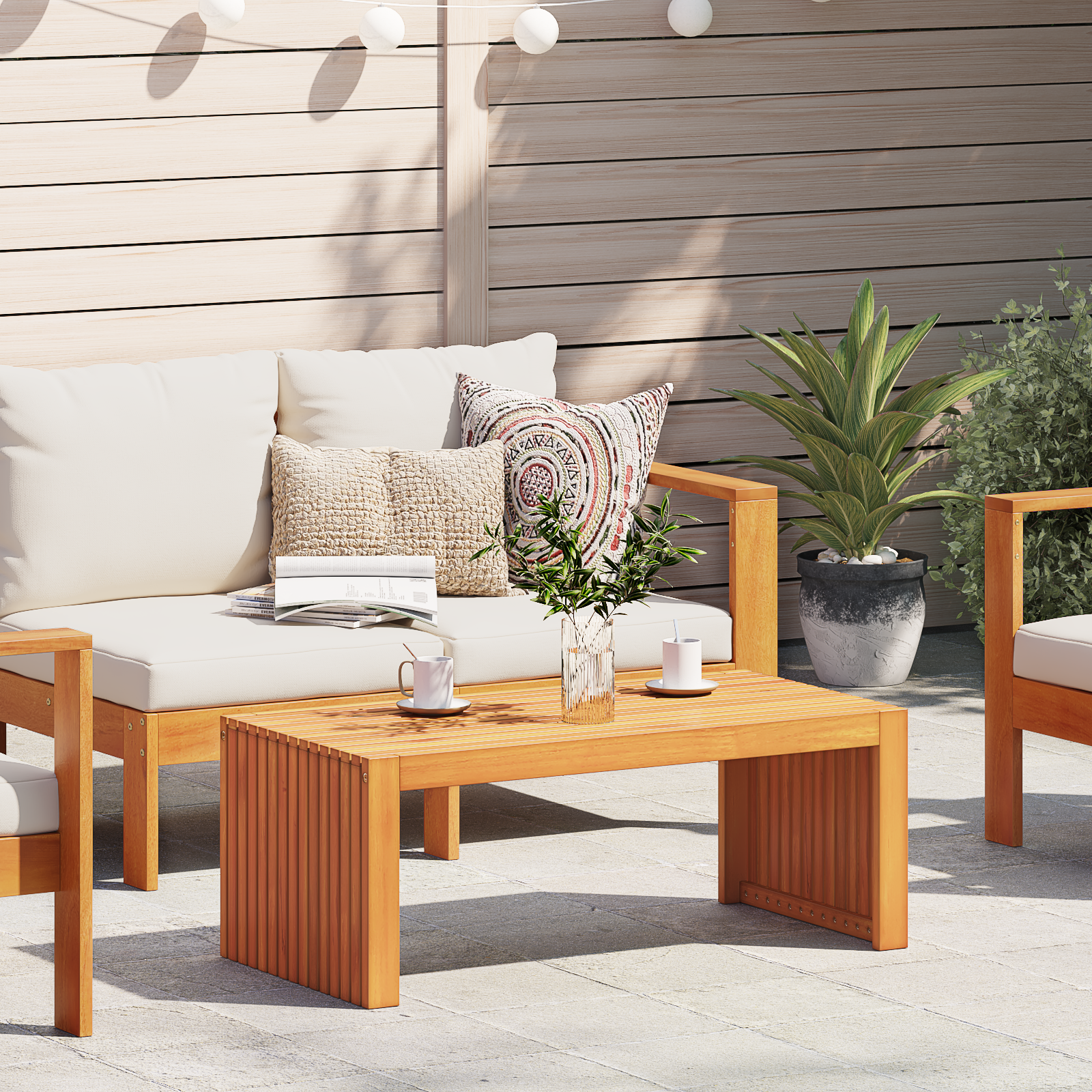 foto del prodotto tavolo da caffã¨ da giardino 90x45x35 cm legno massello di acacia