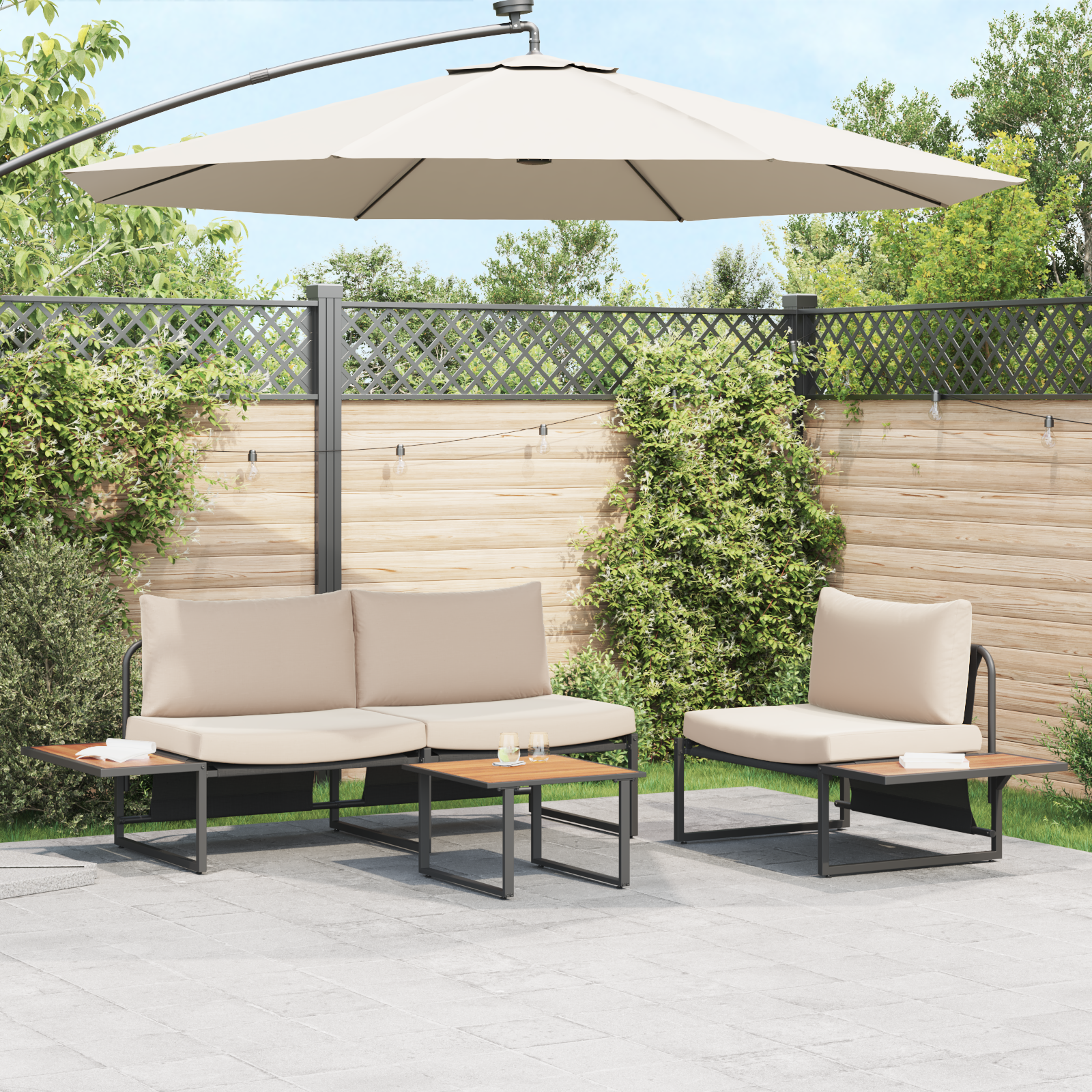 foto del prodotto tavolo da caffã¨ da giardino marrone 55x55x35 cm dpc e acciaio