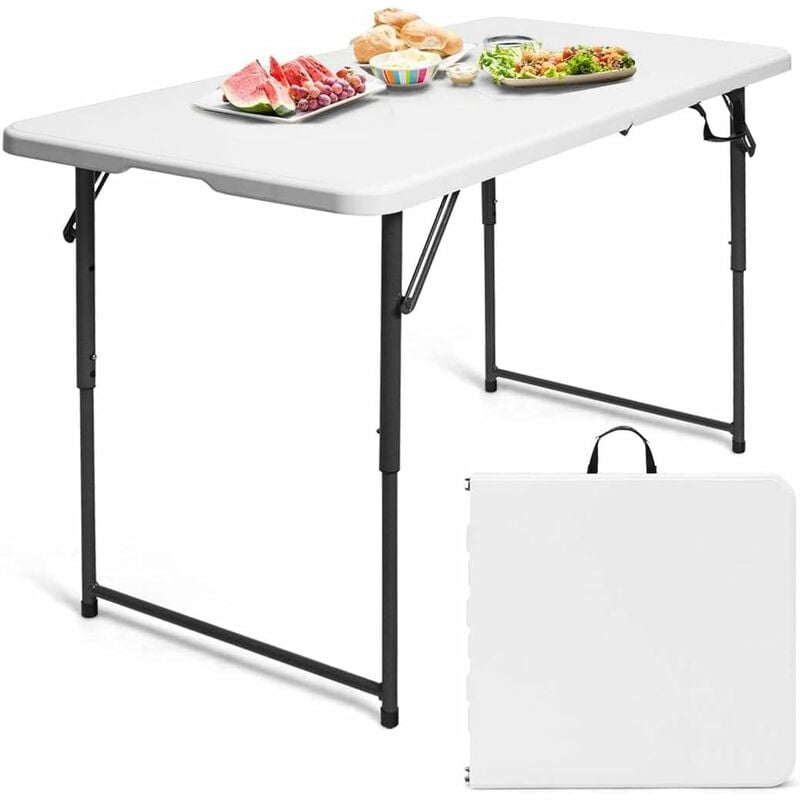 foto del prodotto tavolo da campeggio pieghevole con maniglia, portata 150 kg, tavolino da esterno richiudibile, tavolo a valigia da picnic, giardino, picnic,