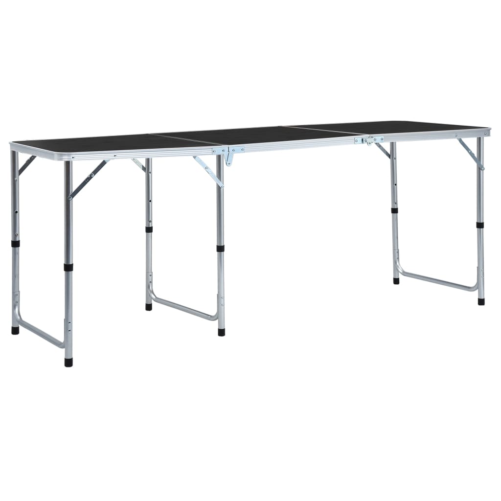 foto del prodotto tavolo da campeggio pieghevole in alluminio grigio 180x60 cm
