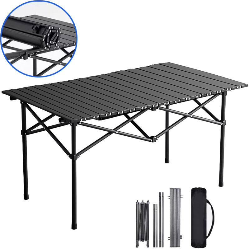 foto del prodotto tavolo da campeggio pieghevole, tavolo da campeggio portatile sdlogal con piano in alluminio, 95x 56x 50 cm lxpxa , ultraleggero con borsa da