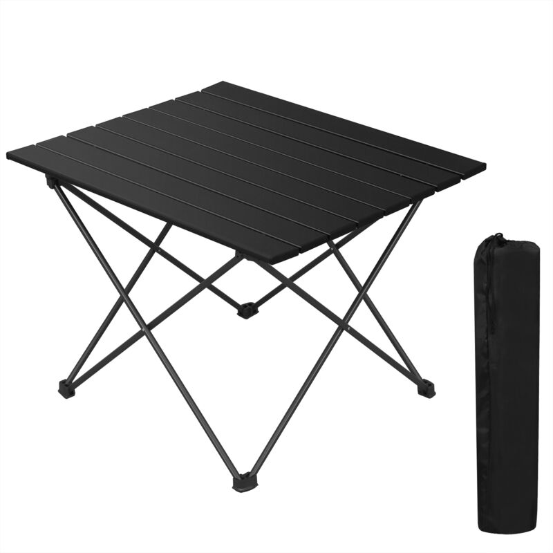 foto del prodotto tavolo da camping in alluminio 56x46x40 cm, pieghevole tavolo da campeggio, tavolo campeggio, tavolo pieghevole campeggio, nero woltu