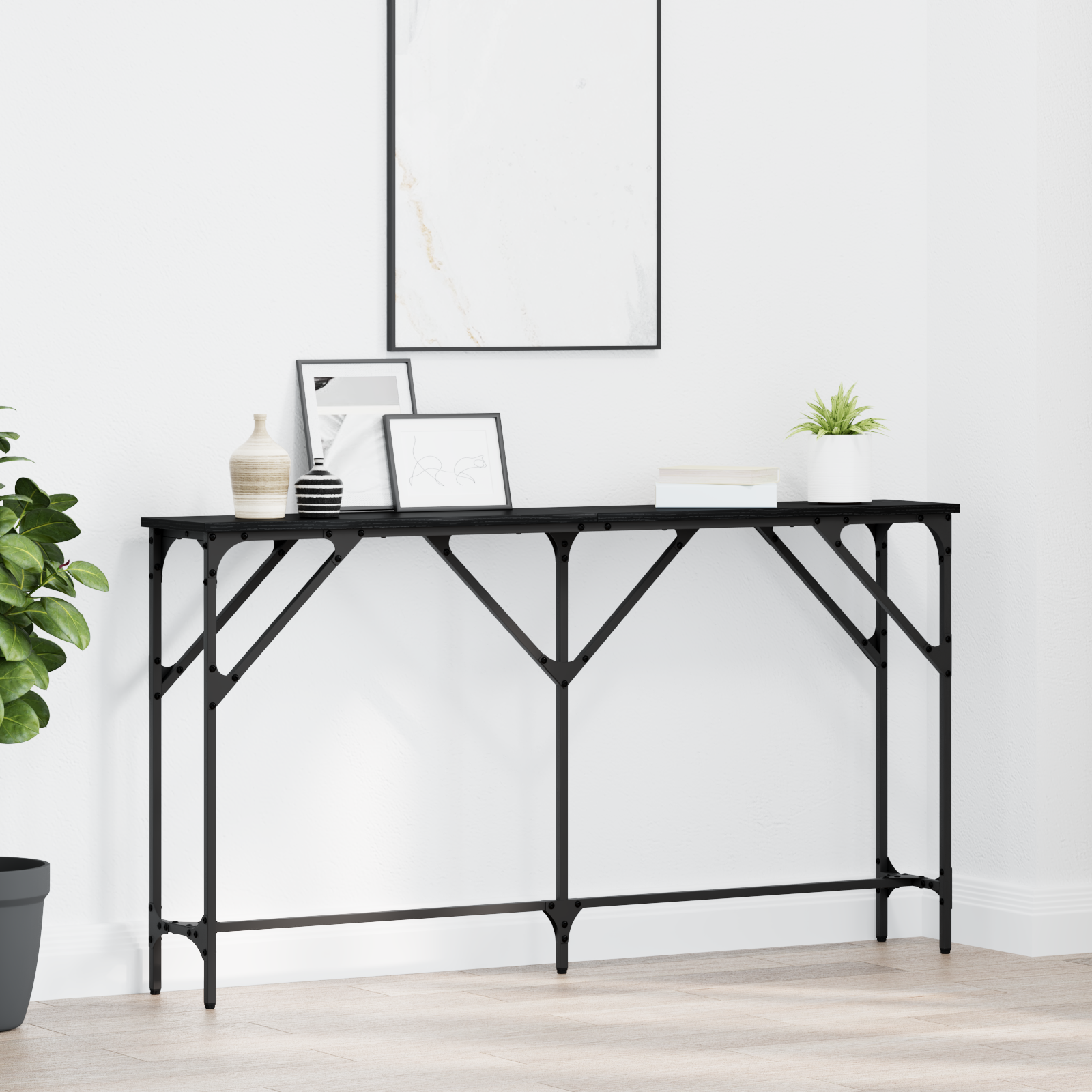 foto del prodotto tavolo da consolle rovere nero 140x23x75 cm legno ingegnerizzato