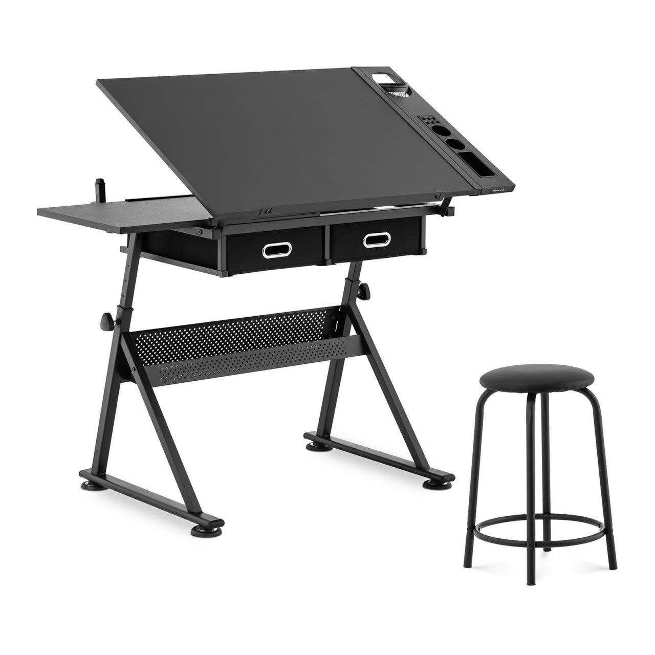 foto del prodotto tavolo da disegno, scrivania inclinabile e regolabile in altezza 115 x 60 cm, sgabello incluso 14 0003608