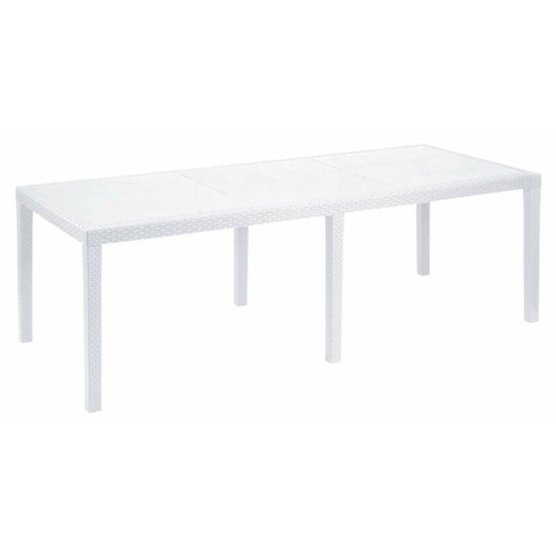 foto del prodotto tavolo da esterno abbaviva, ripiano rettangolare allungabile da pranzo, tavolo da giardino estensibile effetto rattan, 100 made in italy,