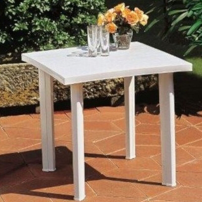 foto del prodotto tavolo da esterno componibile rettangolare in polipropilene cm 80x75xh72 cm bianco