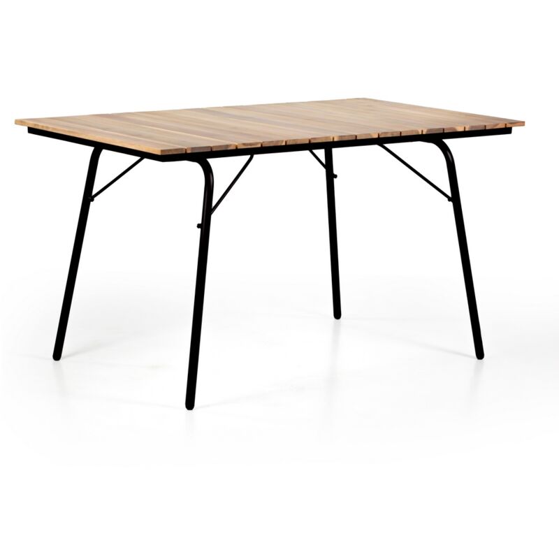 foto del prodotto tavolo da esterno con gambe metallo e top in legno 140x80cm santorini