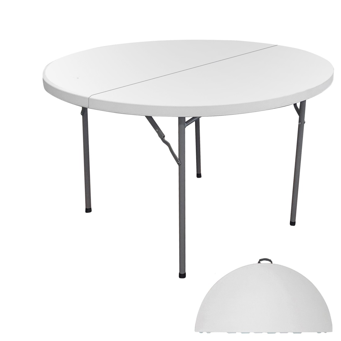 foto del prodotto tavolo da esterno pieghevole bianco in pvc diametro 122 cm