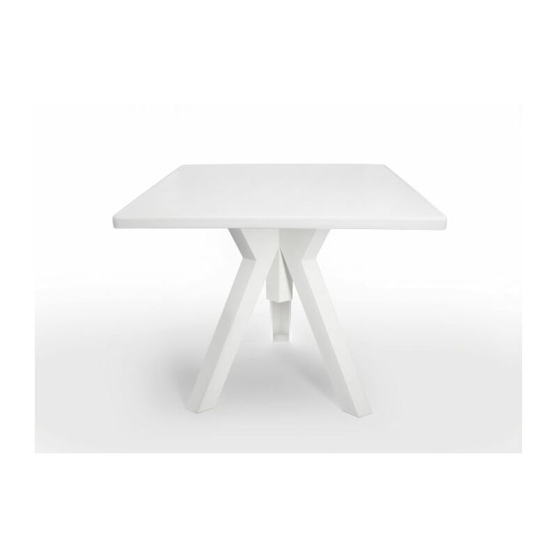 foto del prodotto tavolo da esterno quadrato in polipropilene ometto base bianca piano bianco cm 80x80