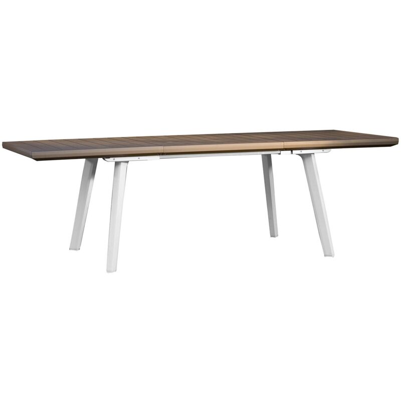 foto del prodotto tavolo da esterno senago, base per picnic, piano da pranzo da giardino, banco outdoor multiuso, 162x101 h77 cm, bianco e tortora dmora