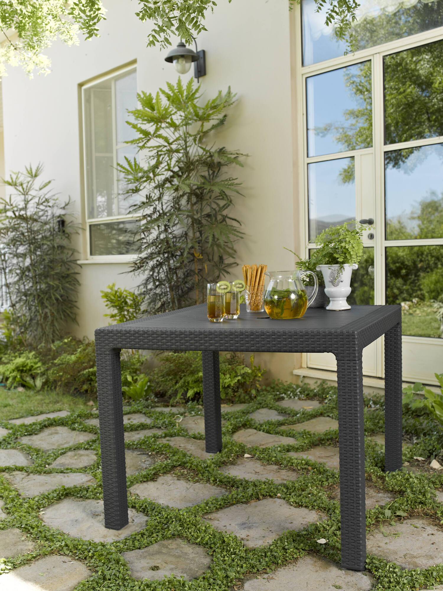 foto del prodotto tavolo da esterno terrace, base per picnic, piano da pranzo da giardino, banco outdoor multiuso, 95x95 h75 cm, antracite