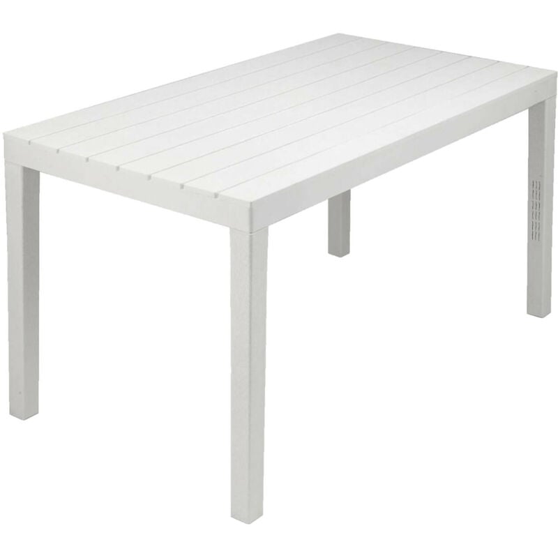 foto del prodotto tavolo da esterno vasto, tavolo rettangolare da pranzo, tavolo da giardino indoor e outdoor multiuso, 100 made in italy, cm 138x78h72, bianco, con