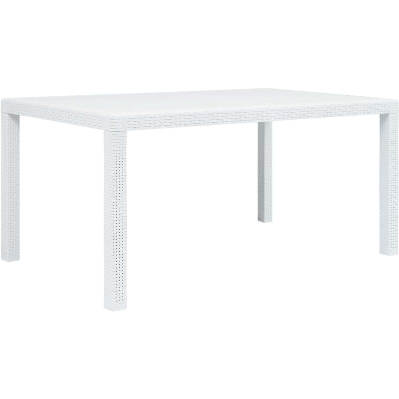 foto del prodotto tavolo da giardino 150x90x72 cm in resistente plastica stile rattan vari colori colore bianco