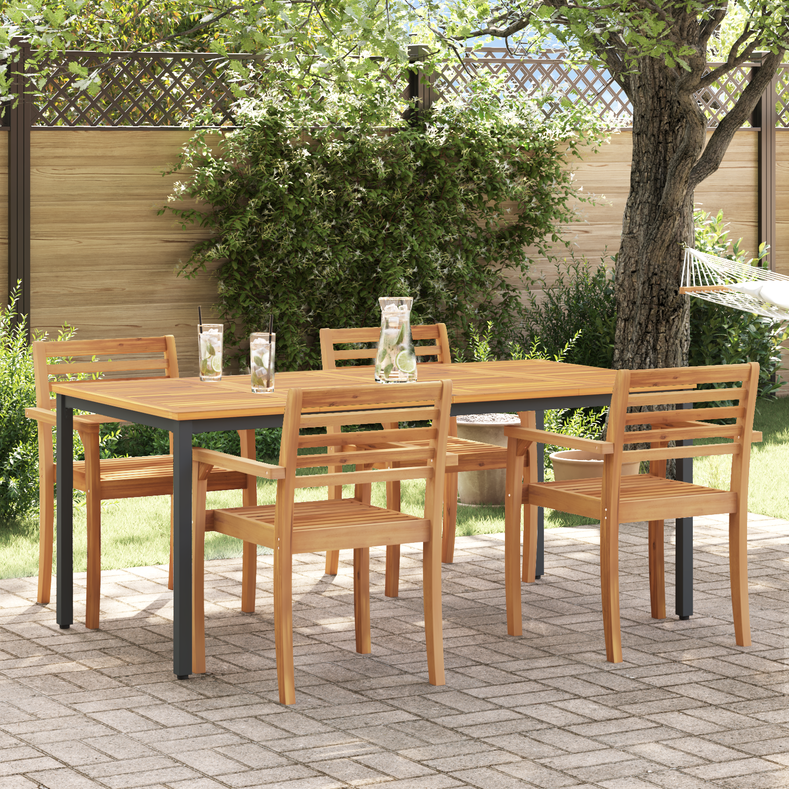 foto del prodotto tavolo da giardino 180x90x75 cm in legno massello di acacia e metallo