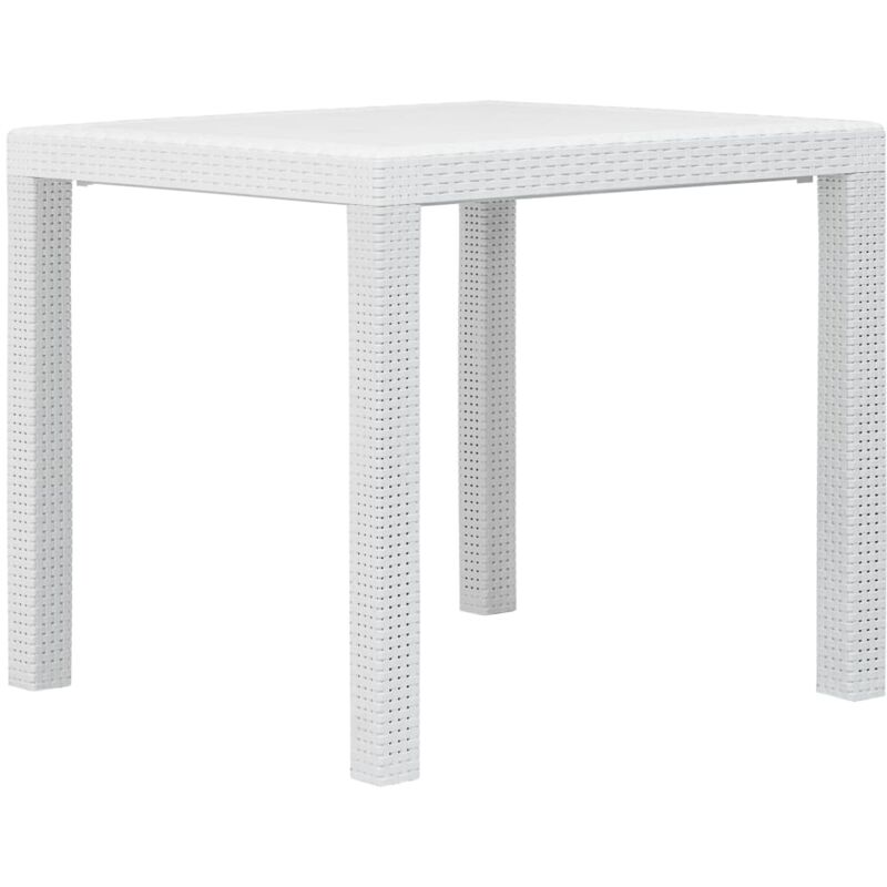 foto del prodotto tavolo da giardino 79x79x72 cm in resistente plastica stile rattan vari colori colore bianco