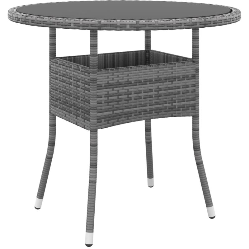 foto del prodotto tavolo da giardino 80x75cm vetro temperato e polyrattan grigio vidaxl 250125