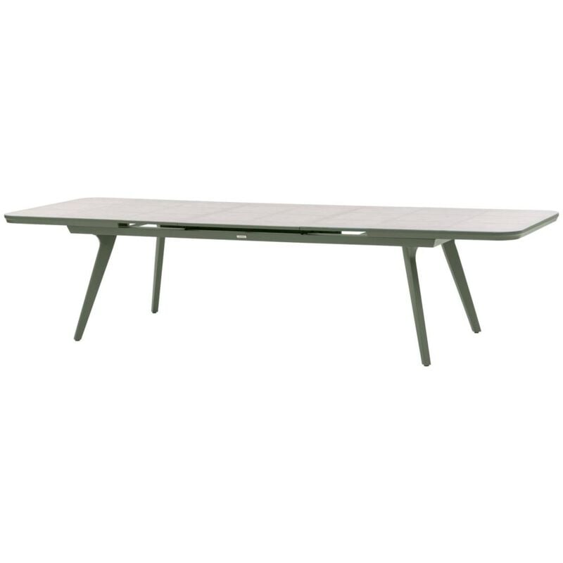 foto del prodotto tavolo da giardino allungabile pulpy in verde alloro e grigio granito, 12 posti a sedere, in alluminio, vetro e ceramica hesp ride