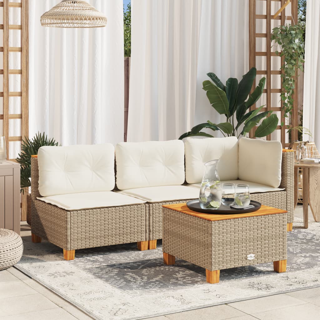 foto del prodotto tavolo da giardino beige 55x55x36 cm polyrattan e legno acacia