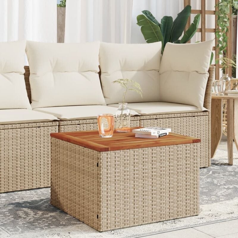 foto del prodotto tavolo da giardino beige 55x55x37 cm polyrattan e legno acacia vidaxl