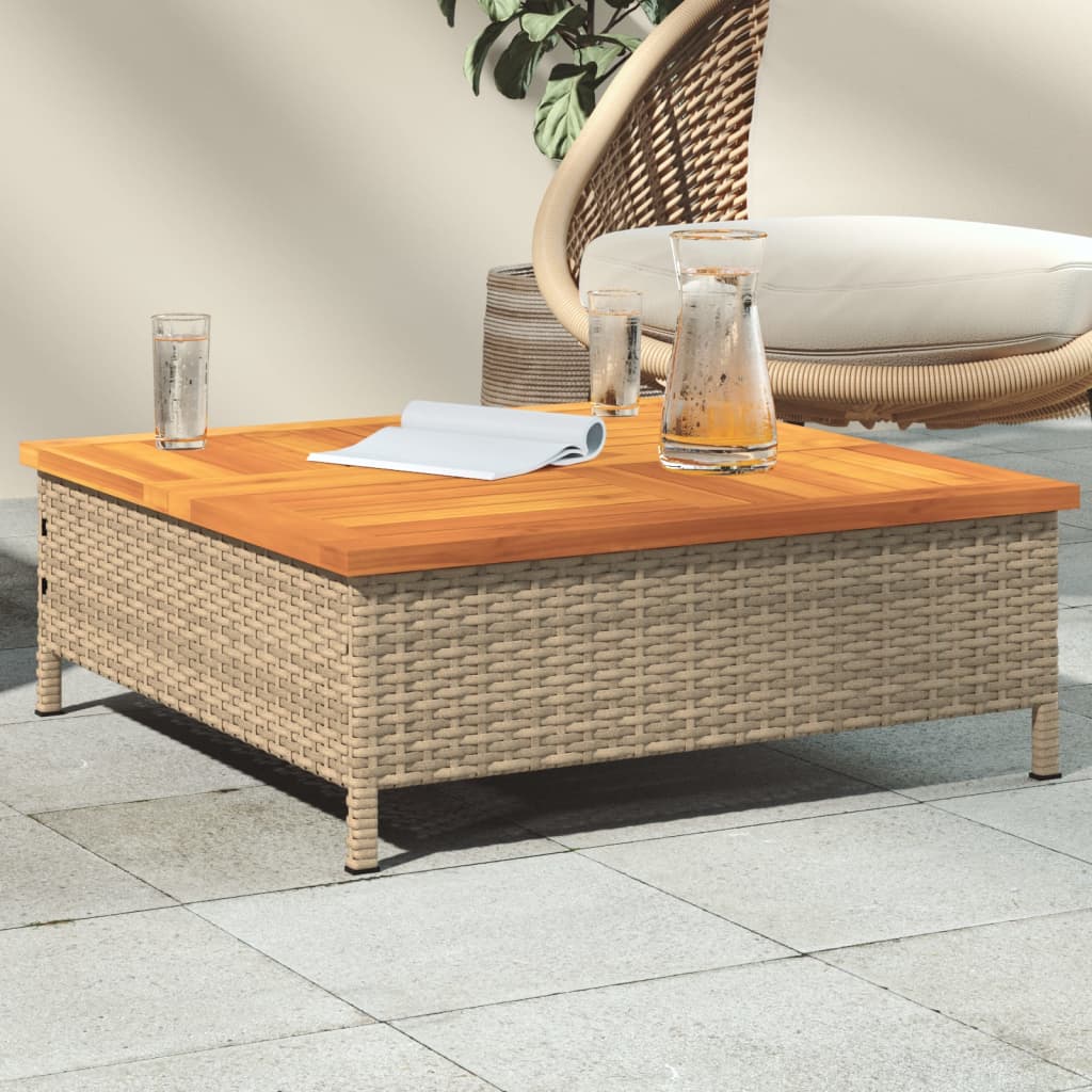 foto del prodotto tavolo da giardino beige 70x70x25cm in rattan e legno di acaciacod mxl 88212
