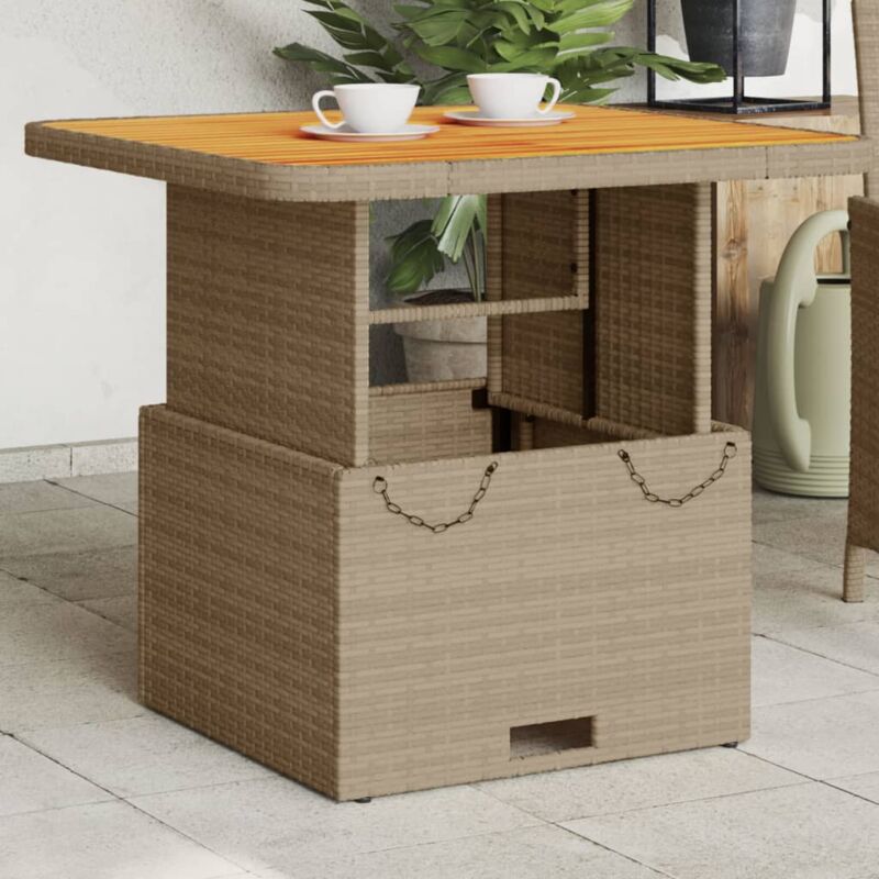 foto del prodotto tavolo da giardino beige 80x80x71cm polyrattan e legno acacia vidaxl
