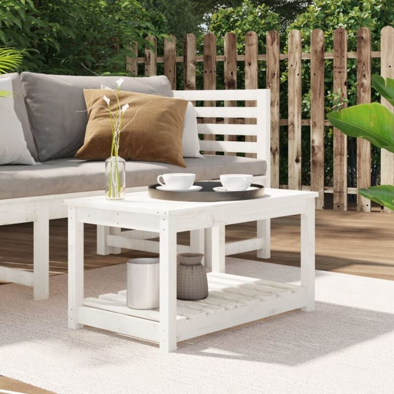 foto del prodotto tavolo da giardino bianco 82,5x50,5x45 cm legno massello pino