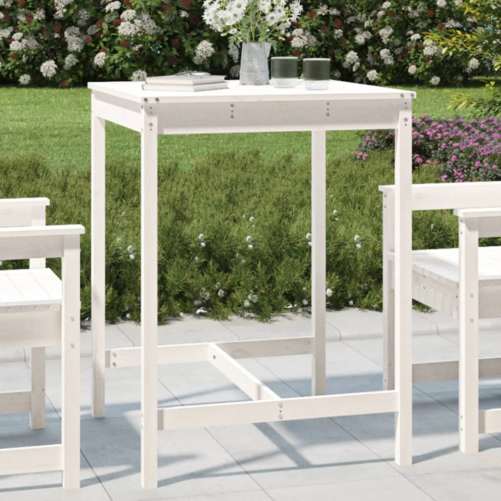 foto del prodotto tavolo da giardino bianco 82,5x82,5x110cm legno massello pinocod mxl 82008