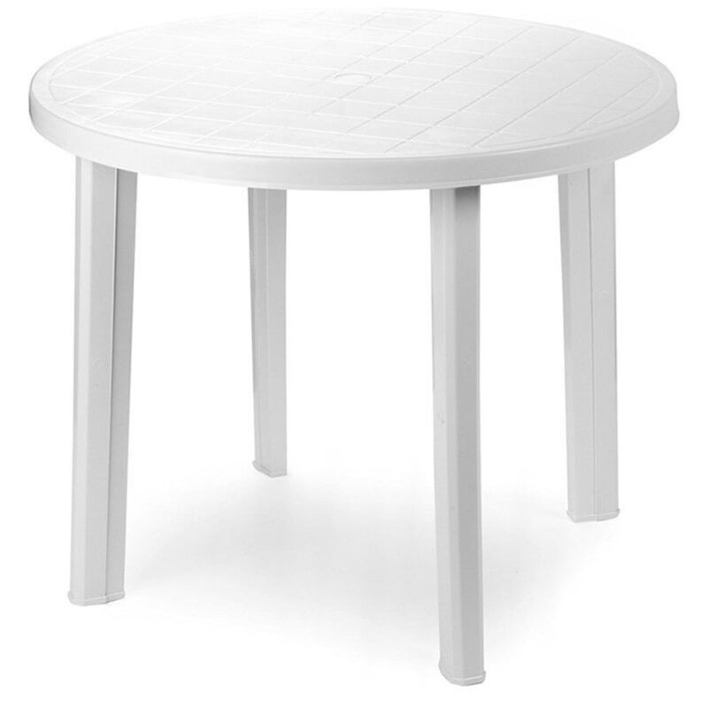 foto del prodotto tavolo da giardino bianco rotondo in plastica 90x72cm resistente arredo esterno 008942 trade shop traesio
