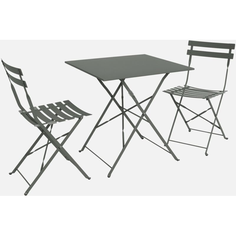 foto del prodotto tavolo da giardino bistrot pieghevole in metallo con 2 sedie, 70x70cm