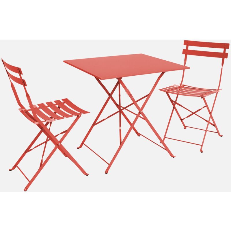foto del prodotto tavolo da giardino bistrot pieghevole in metallo con 2 sedie, 70x70cm