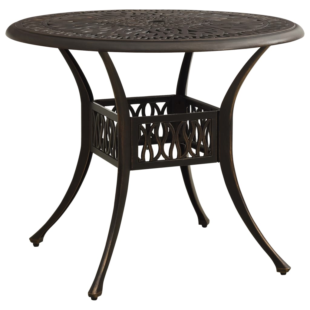 foto del prodotto tavolo da giardino bronzo 90x90x74 cm in alluminio pressofuso cod mxl 34375