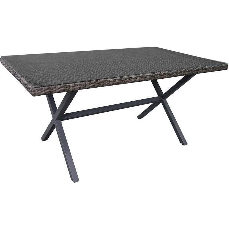 foto del prodotto tavolo da giardino chillvert varenna acciaio e rattan sintetico 160x90x73 cm grigio con vetro