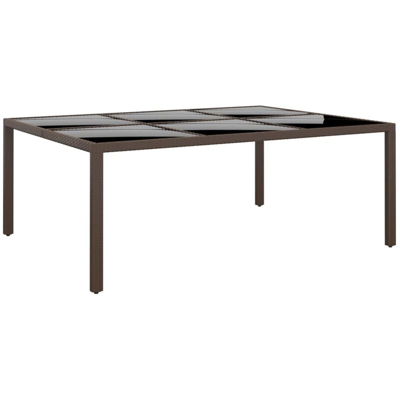 foto del prodotto tavolo da giardino con piano vetro marrone 200x150x75 cm rattan vidaxl