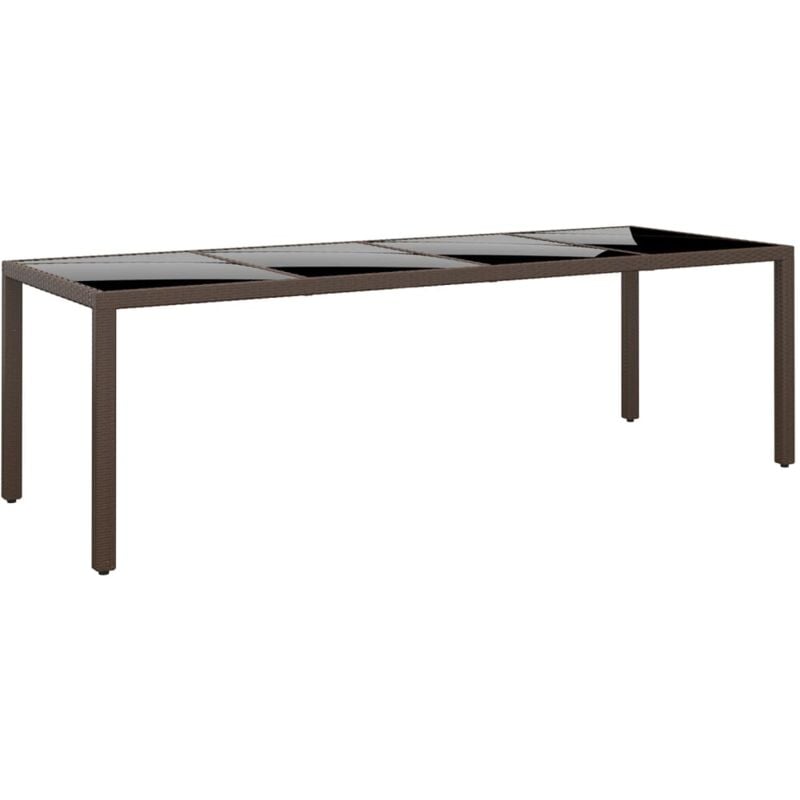 foto del prodotto tavolo da giardino con piano vetro marrone in polyrattancod mxl 126346