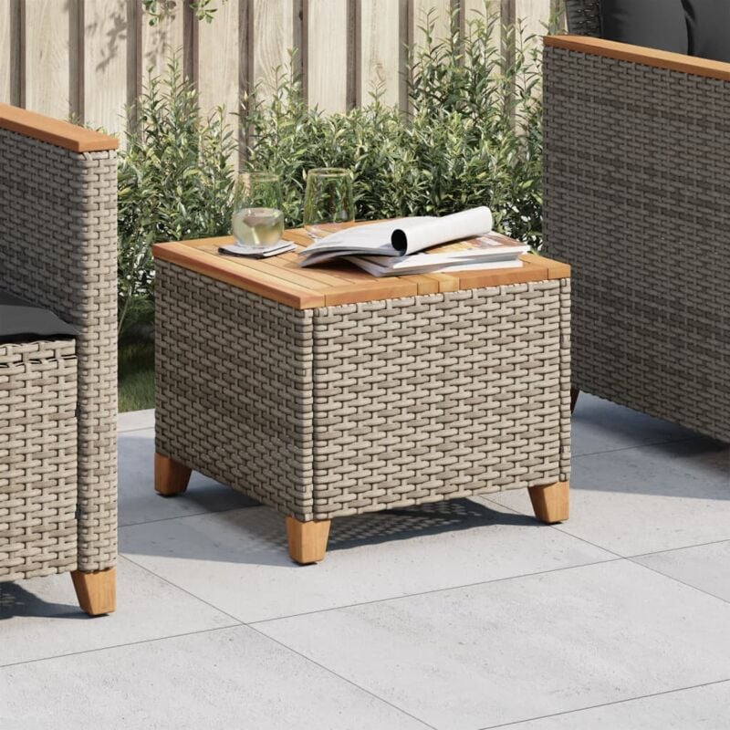 foto del prodotto tavolo da giardino grigio 45x45x37 cm polyrattan e legno acacia vidaxl