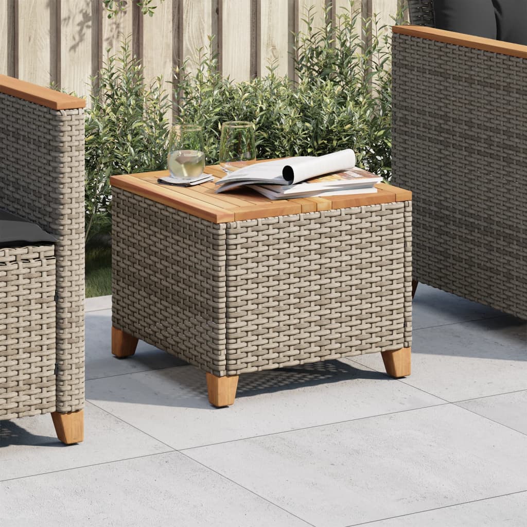 foto del prodotto tavolo da giardino grigio 45x45x37 cm polyrattan e legno acaciacod mxl 115103