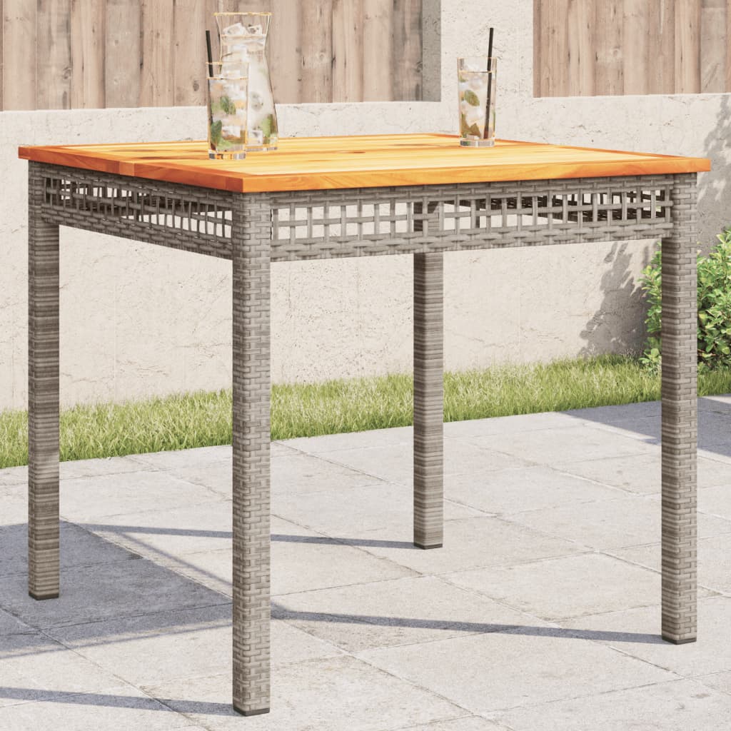 foto del prodotto tavolo da giardino grigio 80x80x75 cm polyrattan e legno acaciacod mxl 91147
