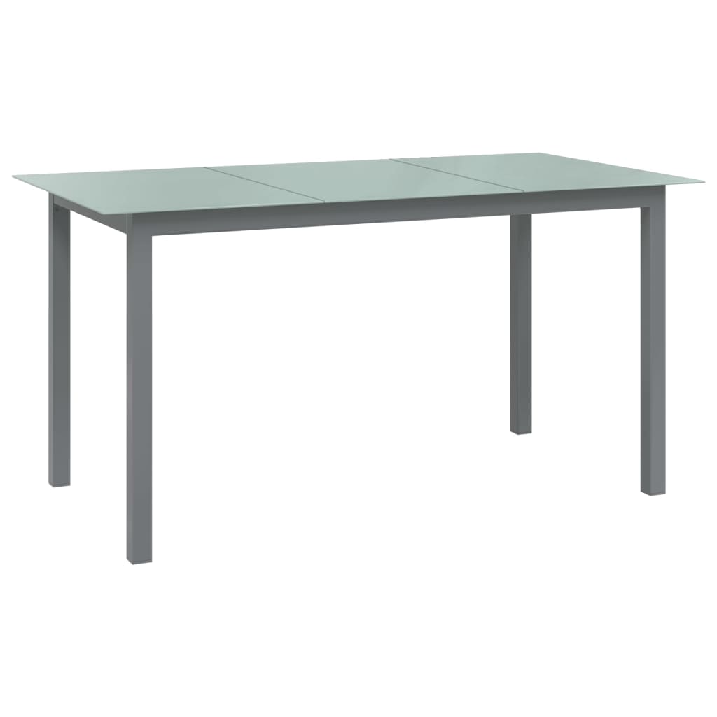 foto del prodotto tavolo da giardino grigio chiaro 150x90x74cm alluminio e vetro