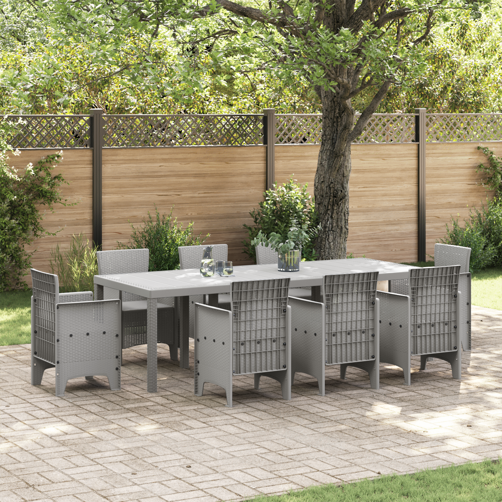 foto del prodotto tavolo da giardino grigio chiaro 250x100x73 cm polyrattan