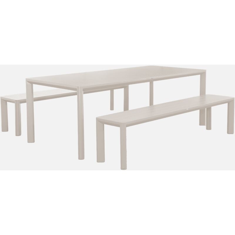 foto del prodotto tavolo da giardino in alluminio con 2 panchine per 8 persone, beige