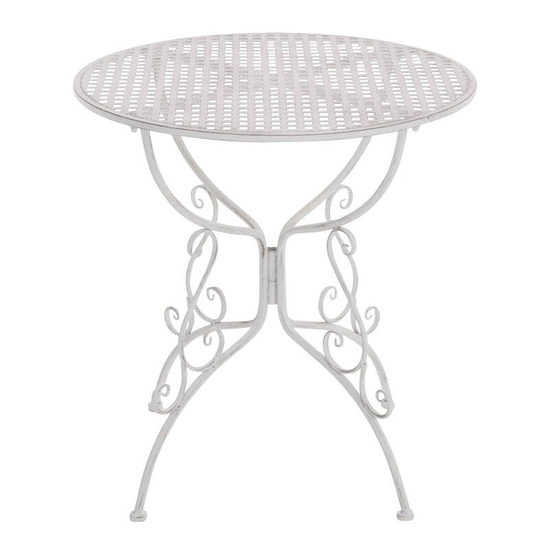 foto del prodotto tavolo da giardino in ferro battuto diametro ø 70 cm bianco invecchiato mdj10047