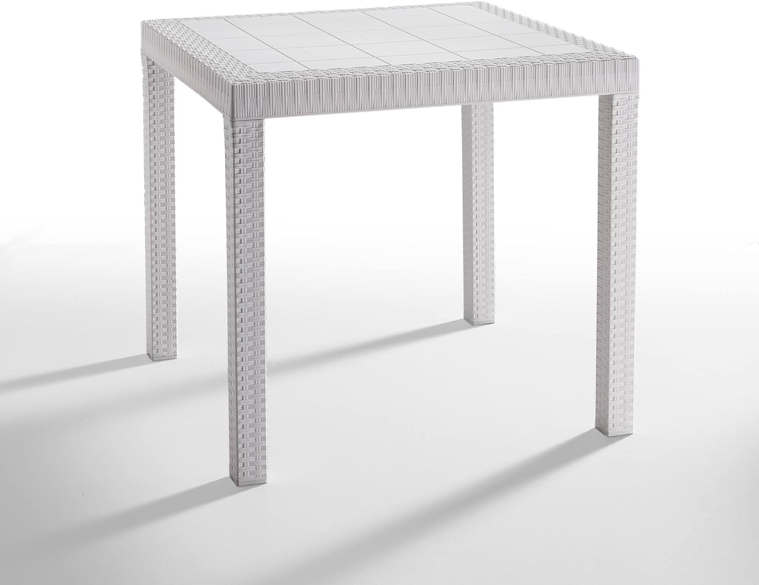 foto del prodotto tavolo da giardino in plastica quadrato dallas effetto rattan bianco