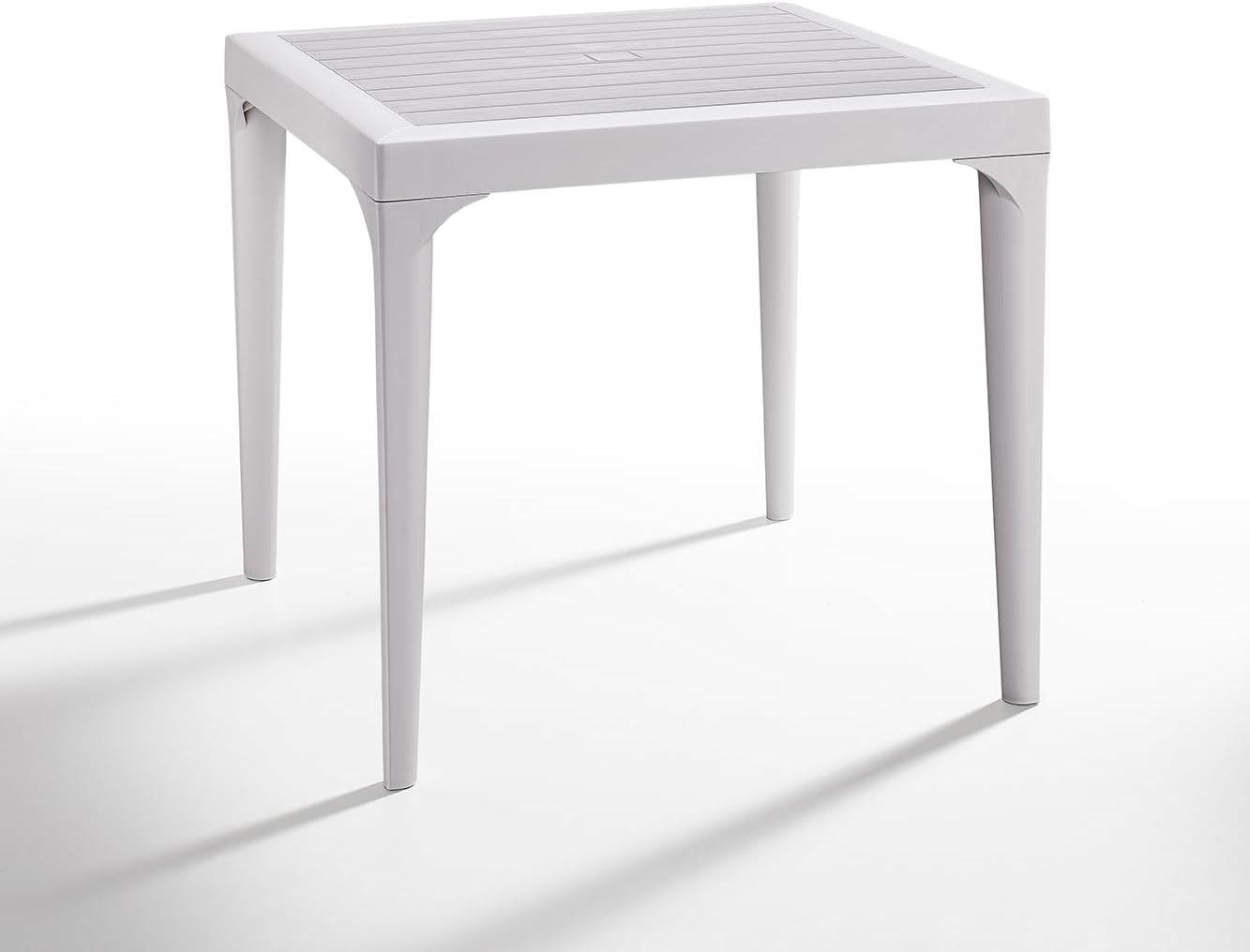 foto del prodotto tavolo da giardino in plastica quadrato malmo effetto legno bianco