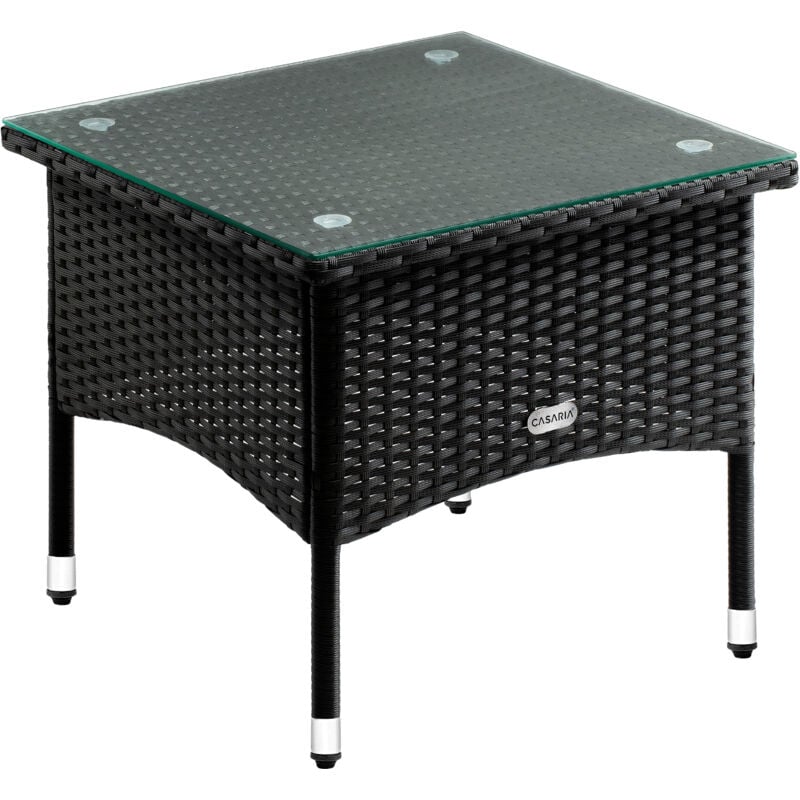 foto del prodotto tavolo da giardino in poly rattan tavolino basso da balcone con piano in vetro versatile m2 - 50x50x45cm de - casaria